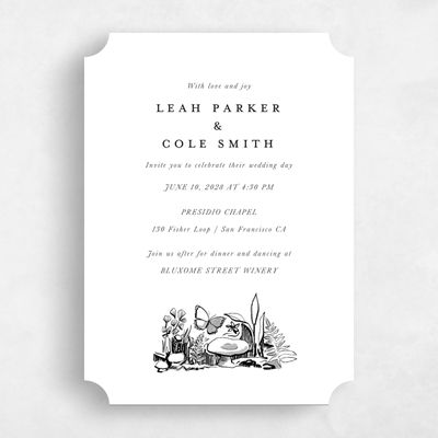 White Ticket Wedding Invitation - Kalinda Classic
