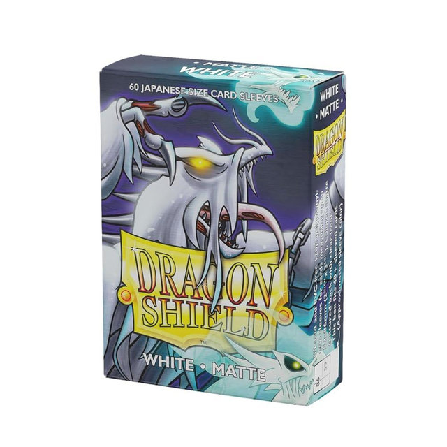 Dragon Shield | Japanese Size Card Matte Sleeves | 60 CT - Smooth & Tough Premium TCG Sleeves - Compatible with Yu-Gi-Oh, Naruto, Cardfight & Vanguard | White
