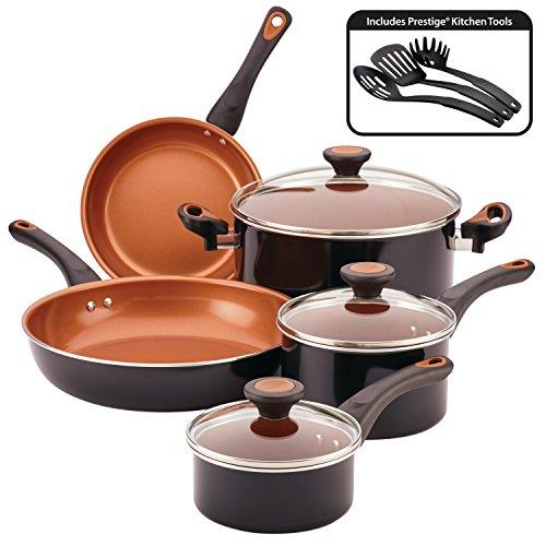 Farberware 10365 Glide Dishwasher Safe Nonstick Cookware Pots and Pans Set, 11 Piece, Black