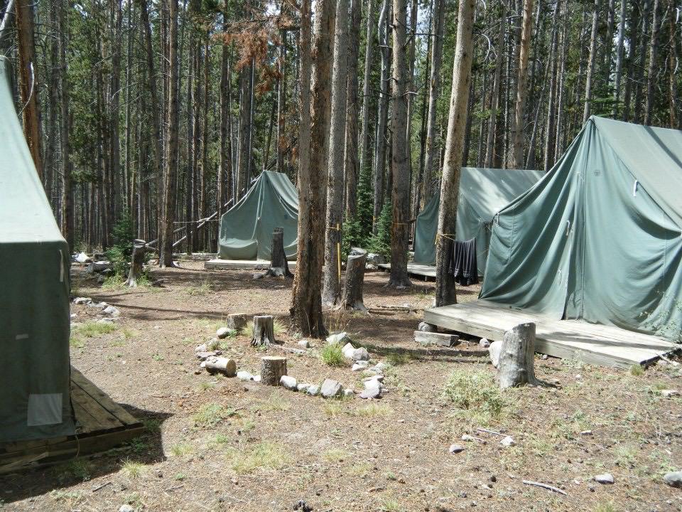 Another example of a cluster of canvas platform tents