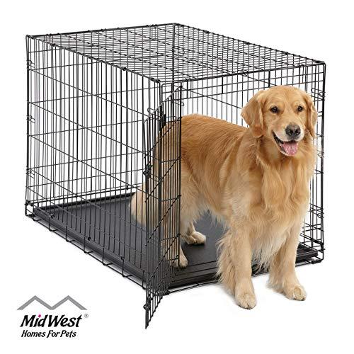 MidWest Homes for Pets Dog Crate | iCrate Single Door & Double Door Folding Metal Dog Crates | Fully Equipped