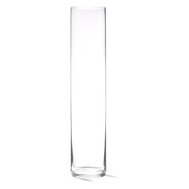 16" Cylinder Glass Vase – Tall glass centerpiece vase for flowers, parties, or floor décor. Elegant and versatile. One size fits all styles.