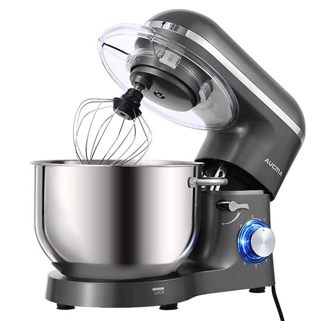 Aucma Stand Mixer,6.5-QT 660W 6-Speed Tilt-Head Food Mixer, Kitchen Electric Mixer with Dough Hook, Wire Whip & Beater (6.5QT, Gray)