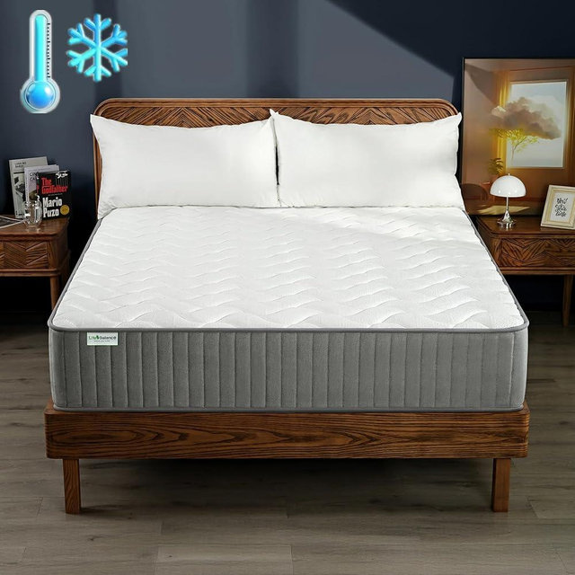 Life Balance King Size Mattress for Back Pain Relief, 10 Inch Hybrid Mattress with Cooling Gel Memory Foam, Made in USA Mattresses for Adjustable Bed, Motion Isolation, Medium Firm Feel, SE-10-K