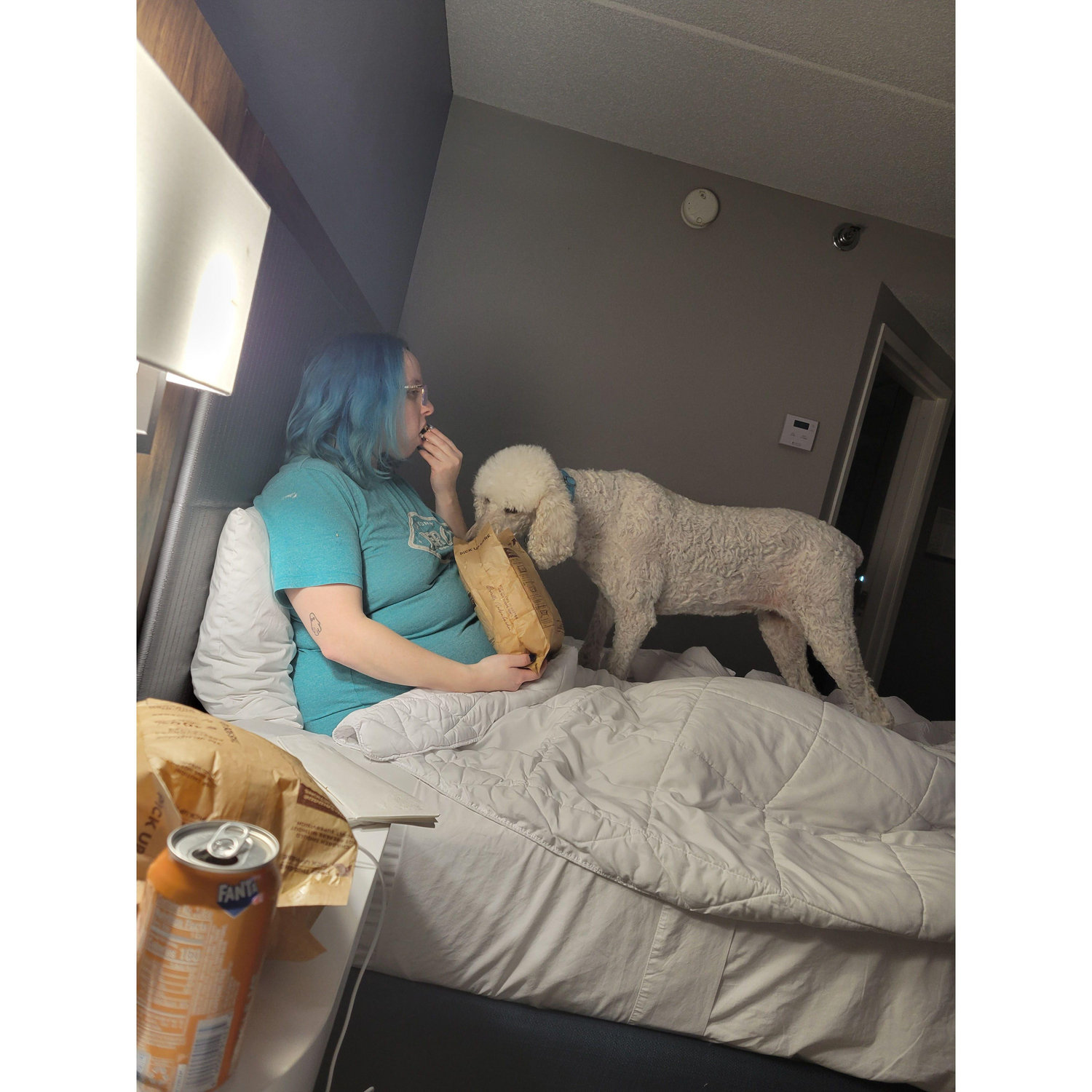 My girls and a favorite food, popcorn.