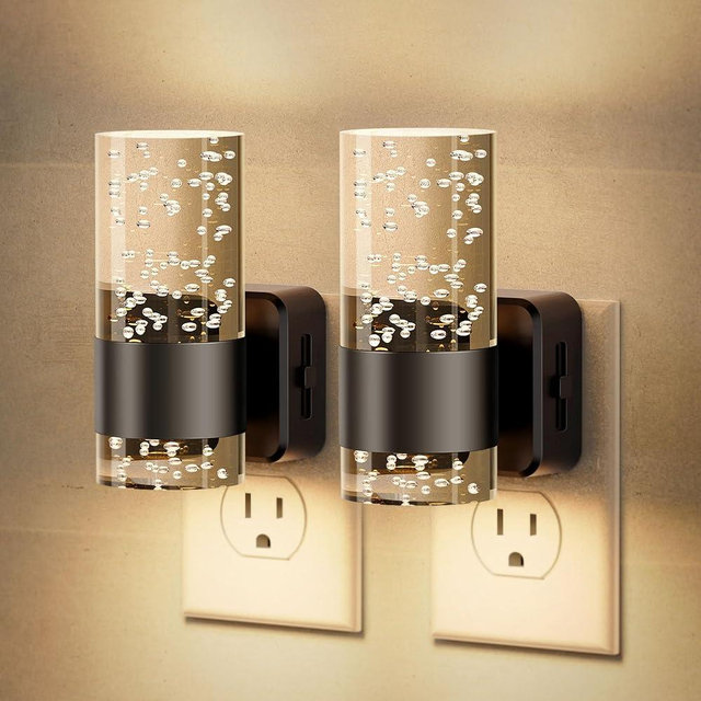JandCase Night Light, Night Lights Plug into Wall,2 Pack 3000K LED Nightlight with 0-100LM Adjustable Brightness, Automatic Night Light Plug in with Light Sensor for Bathroom Hallway Room Decor