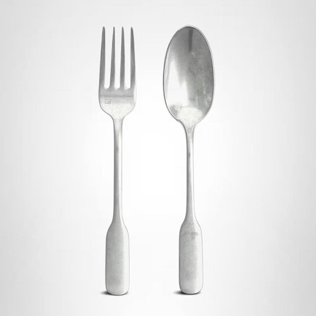 Fortessa Ashton 18/10 Stainless Steel, 2 Piece Serving Set, Antiqued Silver