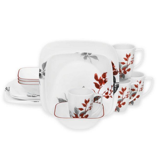 Corelle® Boutique Kyoto Leaves Square 16-Piece Dinnerware Set