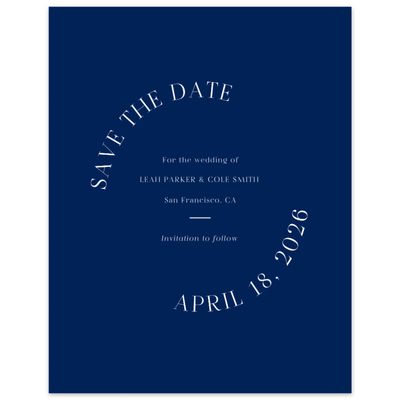 Navy, Blue Wedding Digital Save the Date - Tarbert Portrait