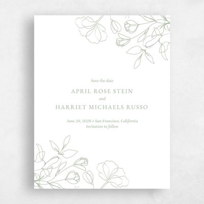 Sage, Green Wedding Save the Date - Essenza Bloom Letterpress