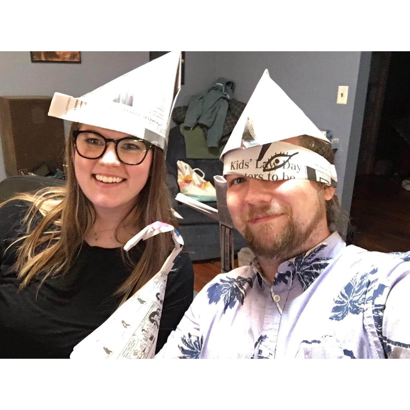 Last-minute costumes for a trivia night!