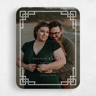 White Rounded Wedding Save the Date - Clover Photo