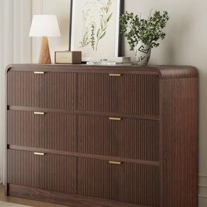 6-Drawer Dresser 54"W Double Dresser With Waveform Fluted Panel - Brown