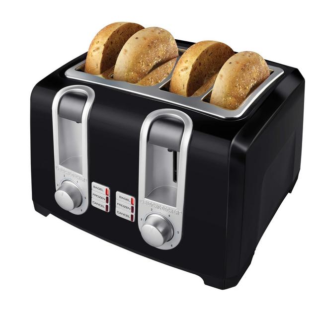 BLACK+DECKER 4-Slice Toaster, Bagel Toaster, Black
