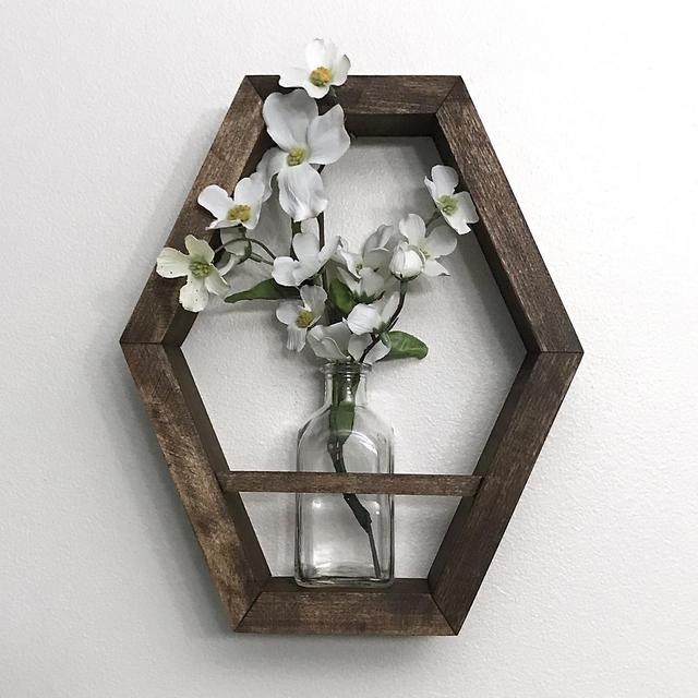 Wall Vase, Hexagon Shelf Vase, Hanging Vase, Bud Vase, Flower Vases, Wall Vases, Gift for her, Housewarming gift