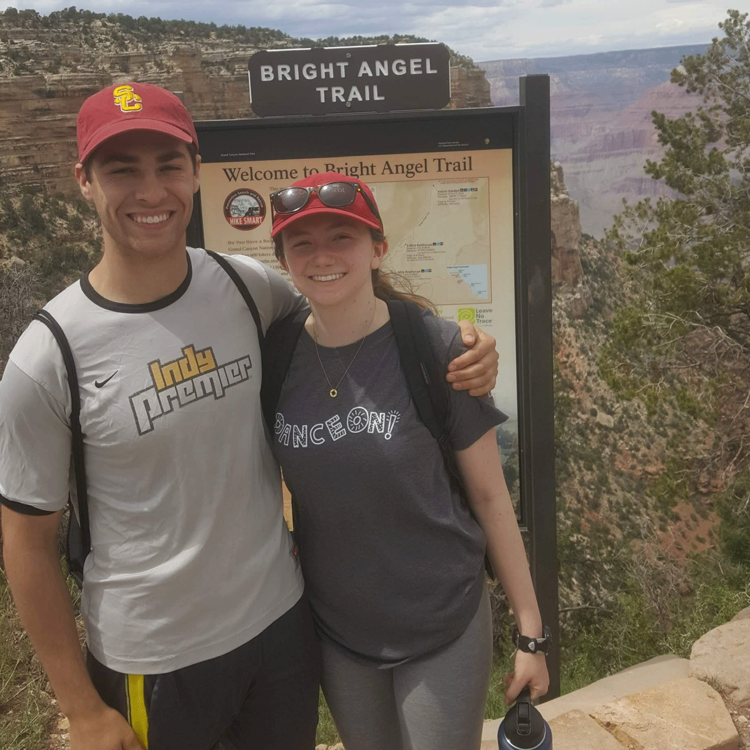 Bright Angel Trail in 2019 - our first time at the Grand Canyon together, where we would later get engaged
