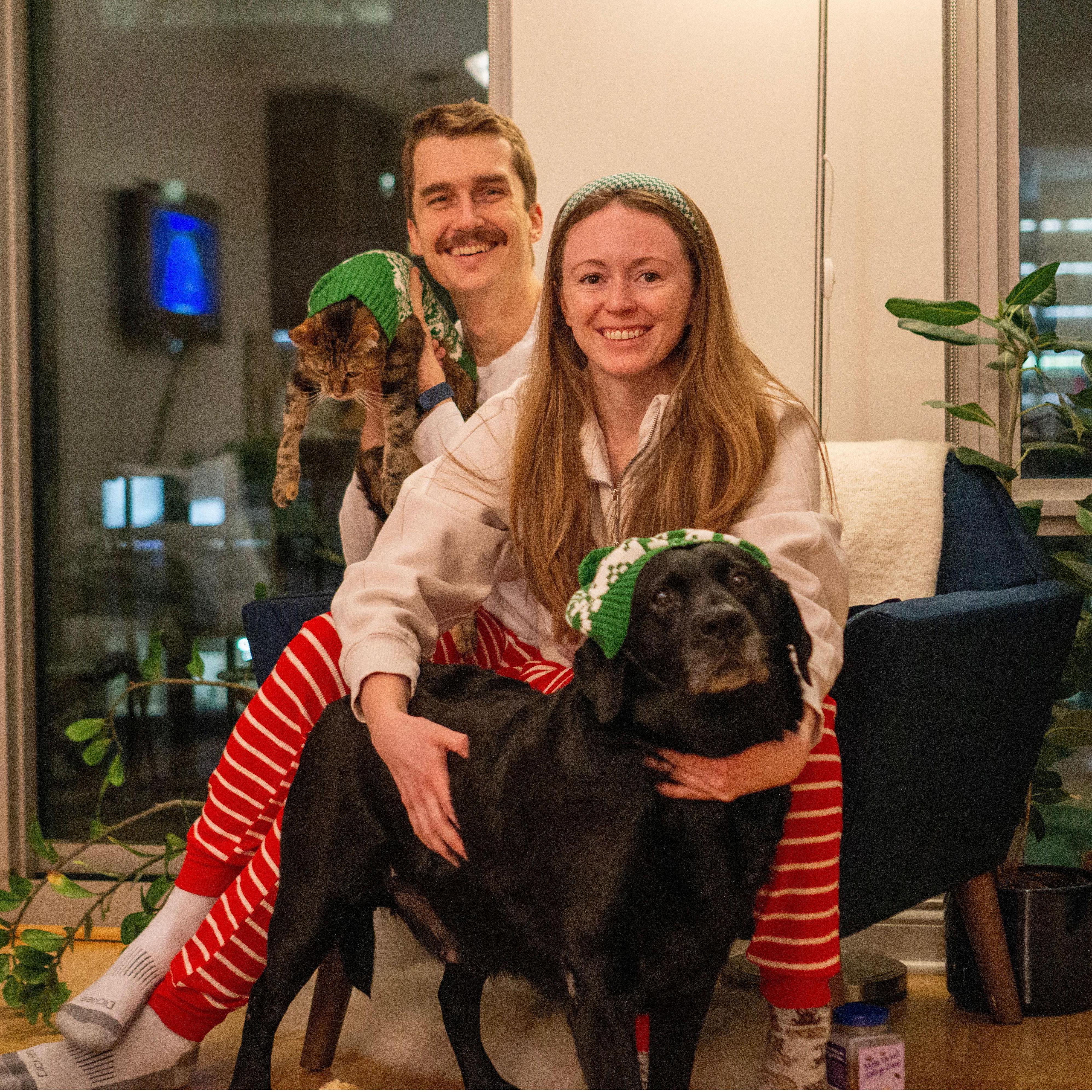 We added Lucy to our family in 2023. She enjoys Christmas card photos just as much as Mia!