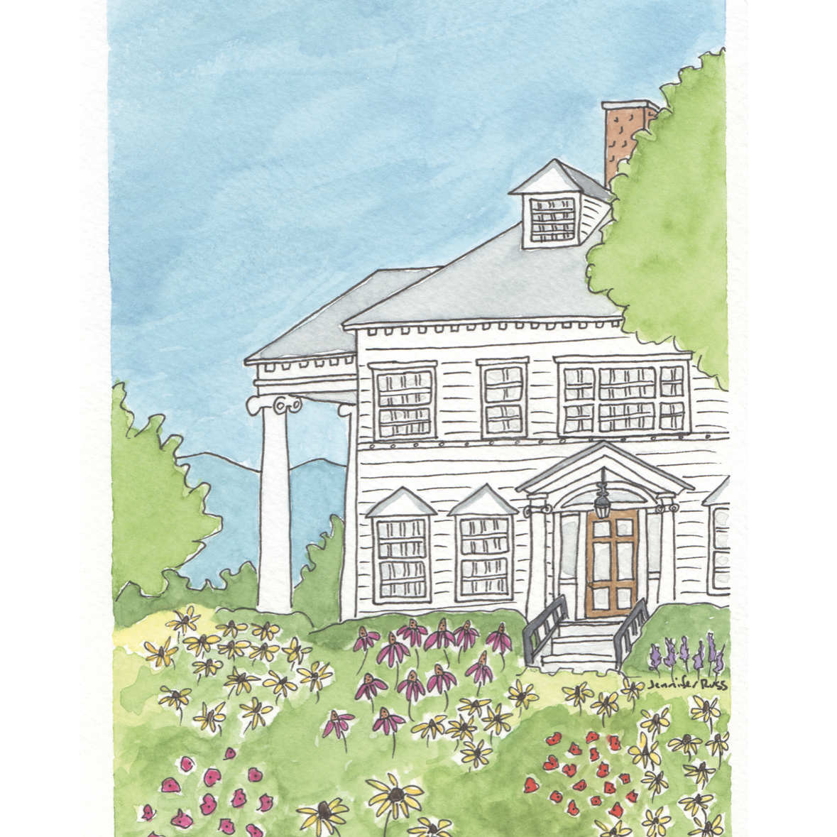 Westglow Pen and Ink Watercolor Painting done by Jennifer Russ - artist from Asheville, NC!