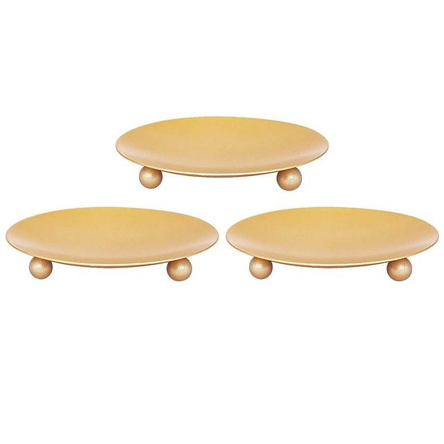 Candle Holder Decorative Iron Plate,Candle Stand for LED & Wax Candles,Spa,Bathroom,Weddings,4.33x0.78inch,Set of 3 (Gold)