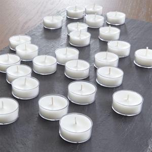 White Clear-Cupped Tea Lights, Set of 25