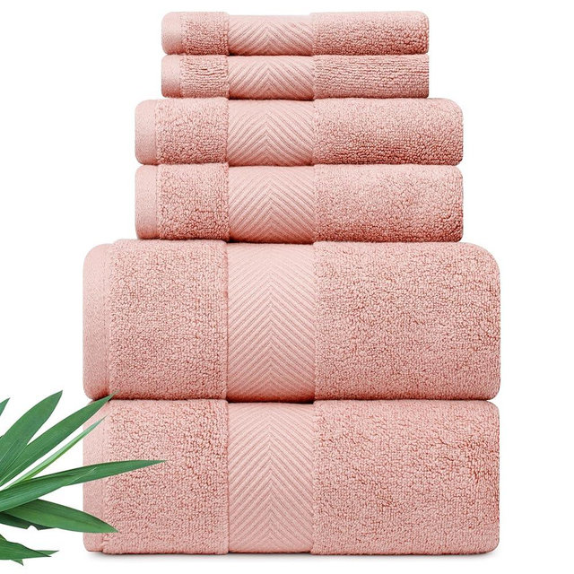 Alusa Home Ultra Soft & Plush Viscose from Bamboo Bath Towels - 700 GSM Luxury Bath Towels - 6 Piece Set - Super Absorbent & Quick Drying (Blush Pink)