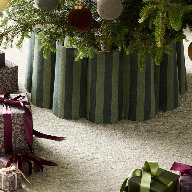 Ruffle Linen Tree Collar, Green