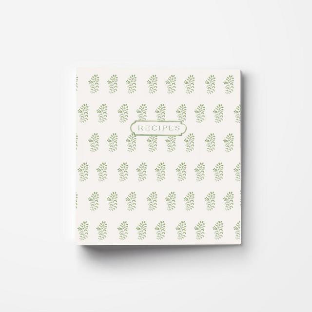 Green Block Print 3-Ring Recipe Binder