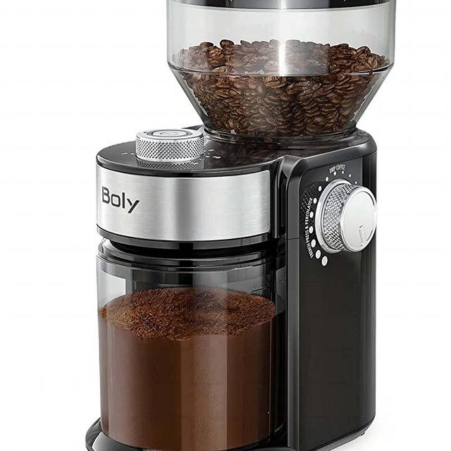 Electric Burr Coffee Grinder, Adjustable Burr Mill Coffee Bean Grinder with 18 Grind Settings, Burr Coffee Grinder for Espresso, Drip Coffee and French Press，Black