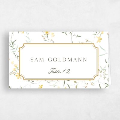 White Floral Wedding Place Card - Vasara