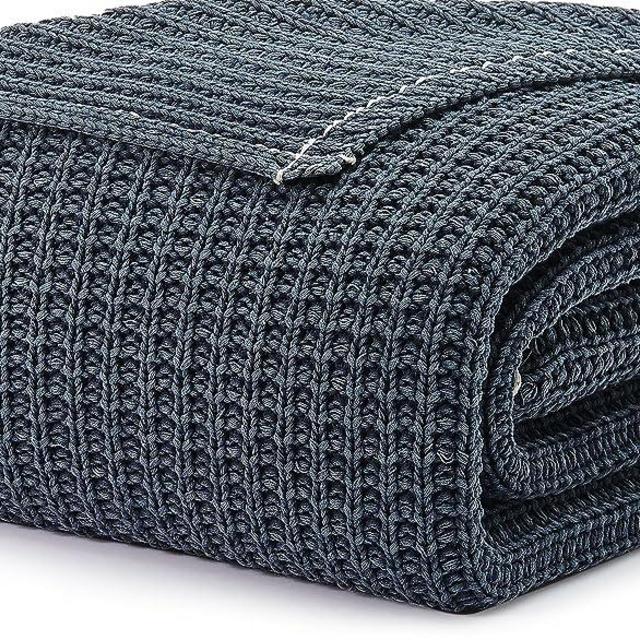 UGG 33814 Luna Cotton Throw Blanket Lightweight Soft Washed Cotton Blankets Cozy Home Decor Oversized Warm Accent Blanket for Couch or Bed, 70 x 50-Inch, Navy