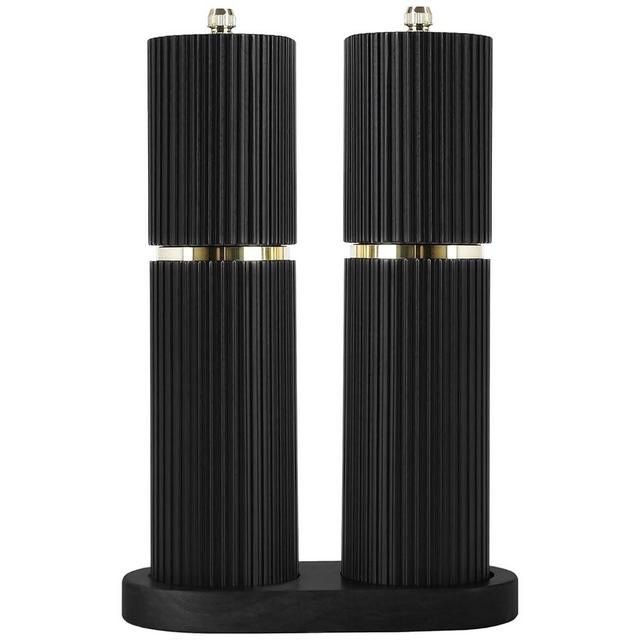 Wooden Salt and Pepper Grinder Set with Gold Accents,Salt and Pepper grinder with adjustable Coarseness,Acacia Wood pepper grinder manual,Salt and Pepper Shakers Matching Wooden tray-Ideal for Gifting