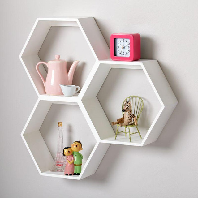 Honeycomb White Hexagon Shelf
