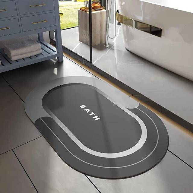 MontVoo-Bath Mat Rug-17"x27" Innovative Bathroom Rug Mat Super Absorbent Quick Dry Rubber Backed Dirt Resistant Bath Rugs Mats for Bathroom Non Slip Dark Grey Bathroom Rug for Shower Sink Bathtub
