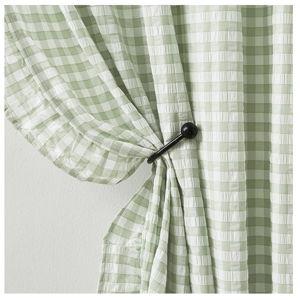 ZJDECOR Short Buffalo Plaid Ruffle Curtain Panels,Sage Green and White 63 Inches Long,Retro Not-See-Through Sheer Drape,Shabby Chic Elegant Window Treatment for Bedroom Living Room,40"Wx63"L,Pack of 2
