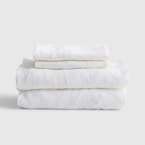 European Linen Sheet Set in White
