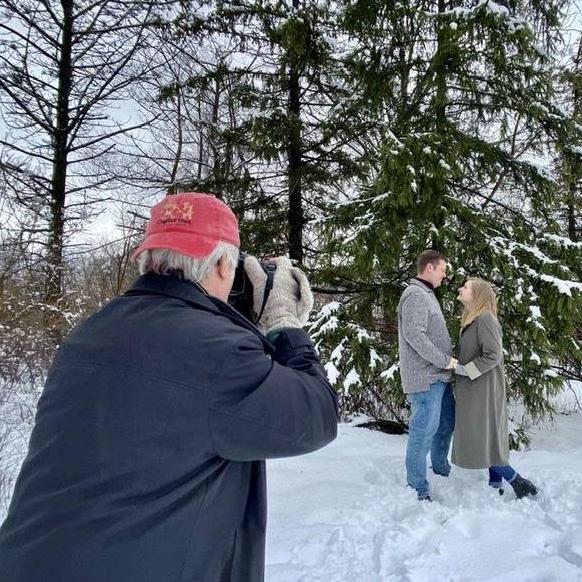 Winter save the date photo shoot by the father of the groom Ross Rutter
