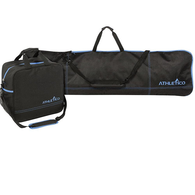 Athletico Two-Piece Snowboard and Boot Bag Combo | Store & Transport Snowboard Up to 165 cm and Boots Up to Size 13 | Includes 1 Snowboard Bag & 1 Boot Bag (Black)