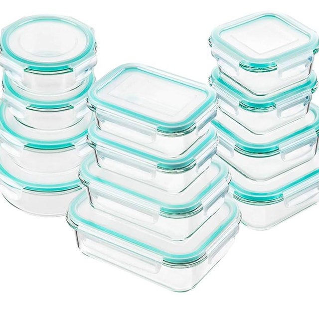 Glass Food Storage Containers with Lids (12 lids & 12 Containers)