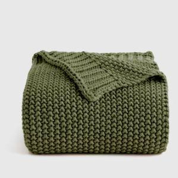 Cotton Fisherman Throw - Olive