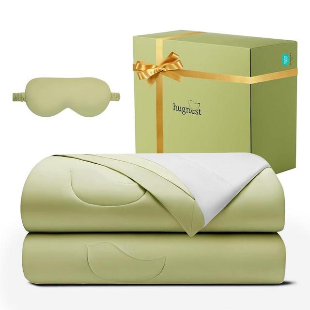HugNest Tencel Cotton Comforters Queen Size, Breathable Lightweight Comforter, All Season Bedding to Keep Cool for Night Sweats, Includes 1 Queen Size Comforter Set (90"x90") + 2 Pillowcases
