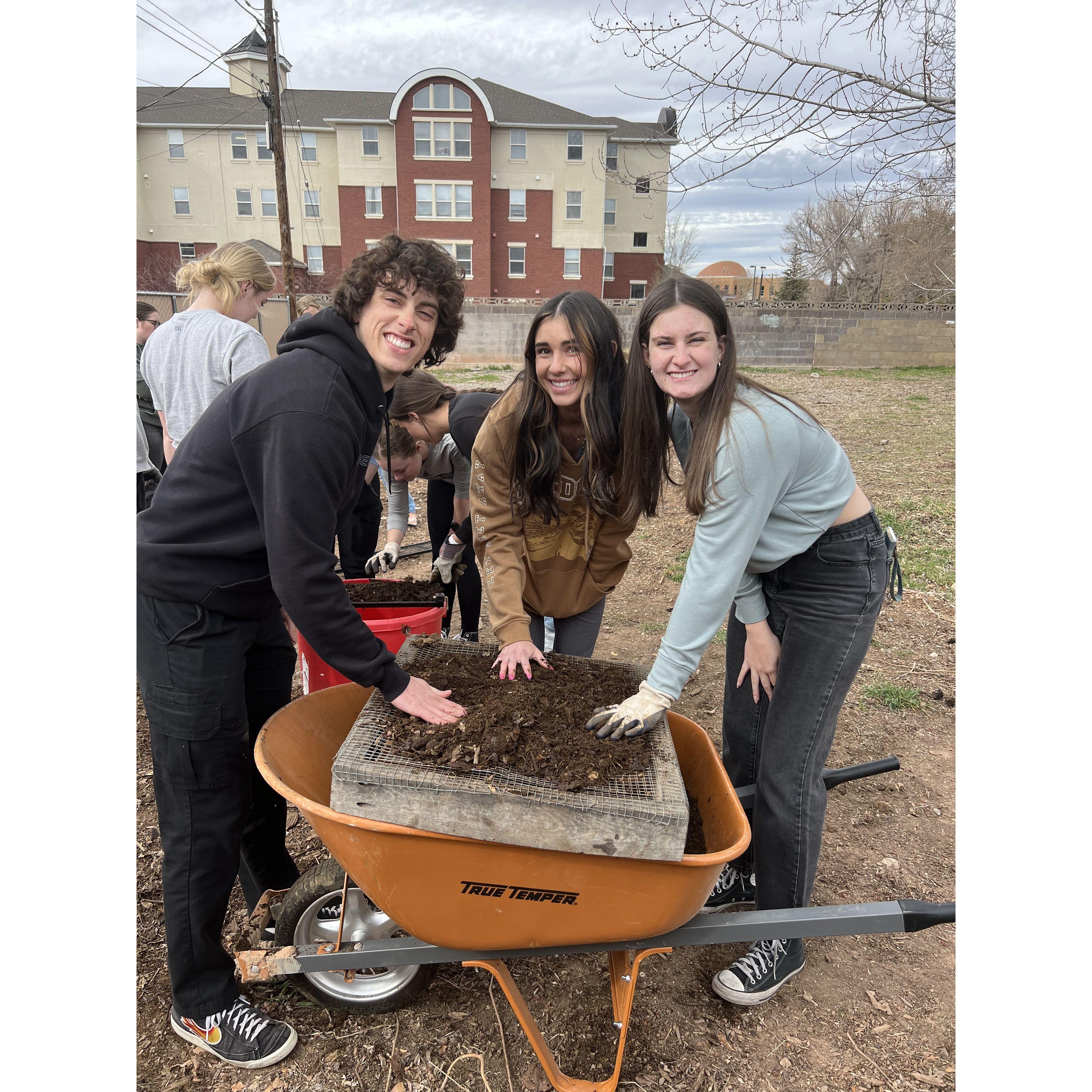 Volunteering together at the SUU garden