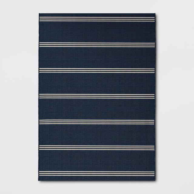 7' x 10' Stripe Outdoor Rug Navy - Threshold™