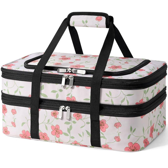 MIAOJIE Double Insulated Casserole Carrier - Portable Casserole Carrier for Hot or Cold Food Lunch Tote Warmer or Cooler Bag, for Parties Picnic, Fits 9" x 13" Baking Dish