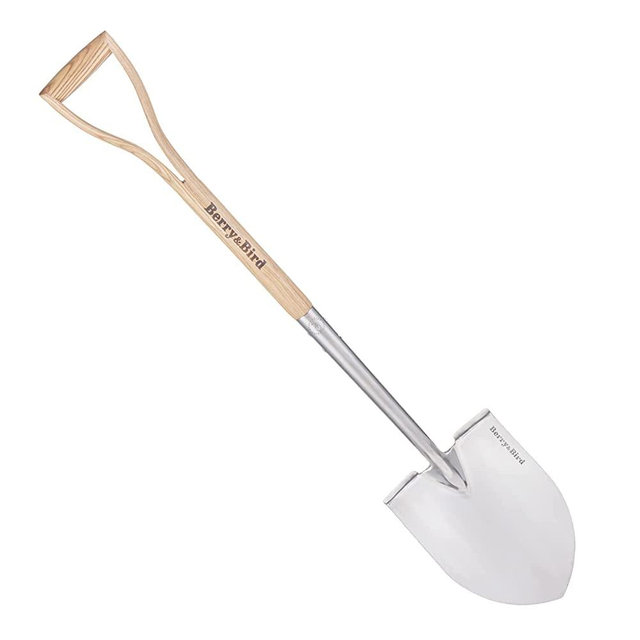 Berry&Bird Round Point Digging Spade Shovel for Gardening Stainless Steel Garden Spade Shovel with D Handle Garden Tool for Gardening, Camping, Transplanting, Yard Work, Farming and Outdoor