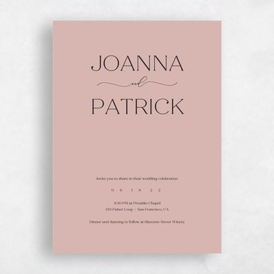 Dusty Rose, Pink Wedding Invitation - Colbie Type