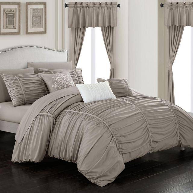 Chic Home Gruyeres 20-Piece Queen Comforter Set in Taupe