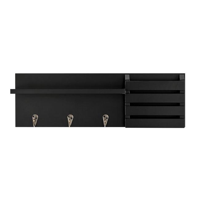 18" Utility Shelf with Pocket and Hanging Hooks Black - Danya B.