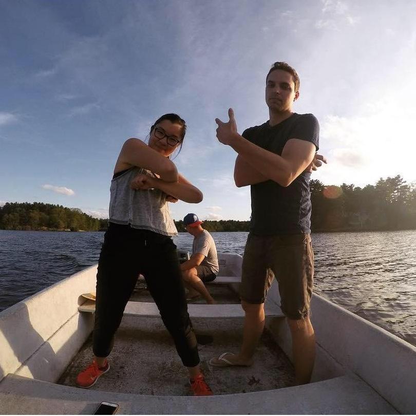In a boat in Connecticut for Rob's birthday