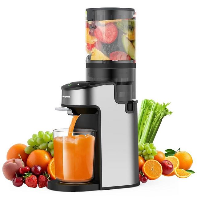 CFR637 Cold Press Juicer,400W Slow Masticating Juicer,4.9"Wide Feed Chute Juicer Machines for Whole Vegetables & Fruits,Advanced Touch Sensing Switch, (Silver)