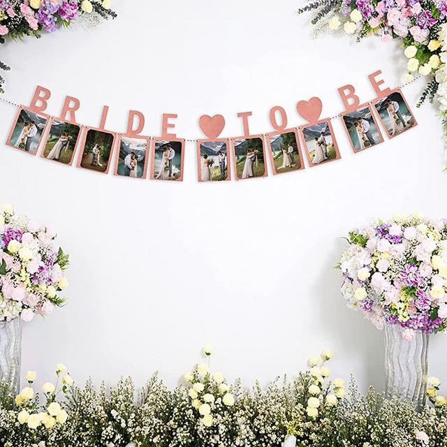 Bride to Be Photo Banner Rose Gold Bachelorette Party Hanging Decorations Banner Sign Bridal Shower Engagement Wedding Hen Party Supplies